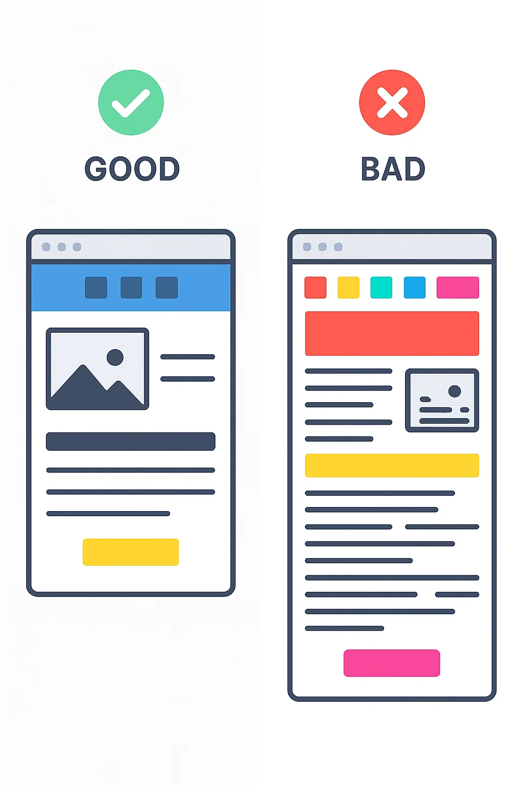 example of good and bad UI and UX
